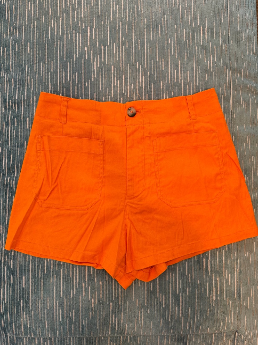 Anthropologie Bright Orange High-Waist Cotton Shorts